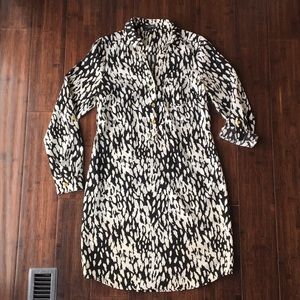 XS Black White Zebra Animal Shirt Dress